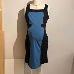 A Pea in the Pod Black/Blue Maternity Dress Women's‎ L Stretchy Sleeveless Shift